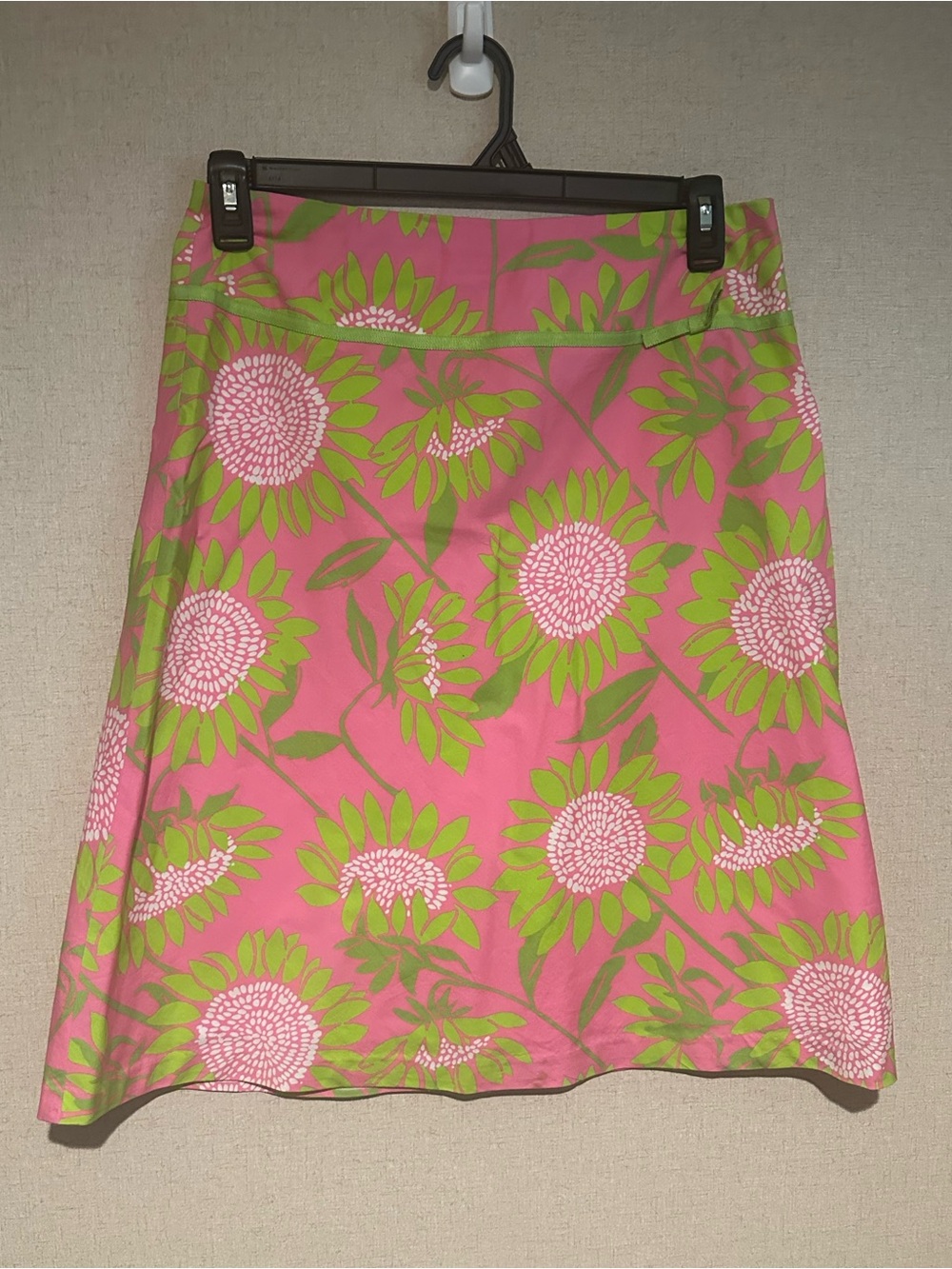 Lilly Pulitzer Size 8 Pink Green Sunflower Print A-Line Skirt